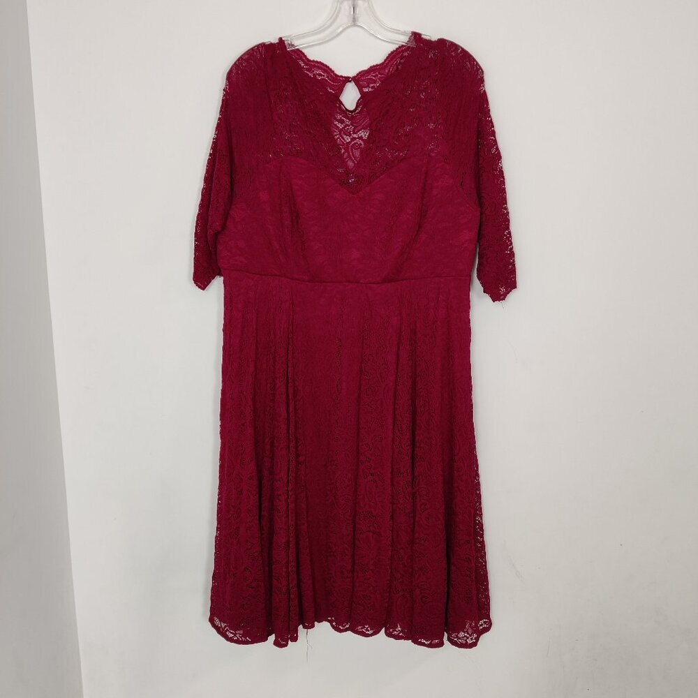 Torrid Women's Midi Dress Size 26 Red Lace Lined Party Prom Dinner Summer Date